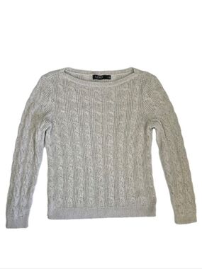 Lauren Ralph Lauren Womens Black Label Cable Knit Sweater Size L Gold Metallic